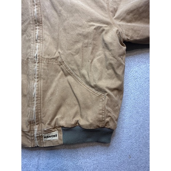 Brazos Work Force Jacket Mens Large Brown Hooded Canvas Insulated Workwear - Picture 10 of 16